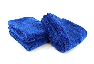  [Motherfluffer] Mega Plush Rinseless Car Wash Towel 16''x16'' - 2 Pack () Blue