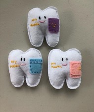 Handmade Tooth Fairy Pillow Cute Felt Tooth w Pocket Kids Keepsake