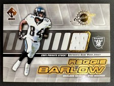 2001 Pacific Private Stock #111 Reggie Barlow Game Worn Gear Oakland Raiders