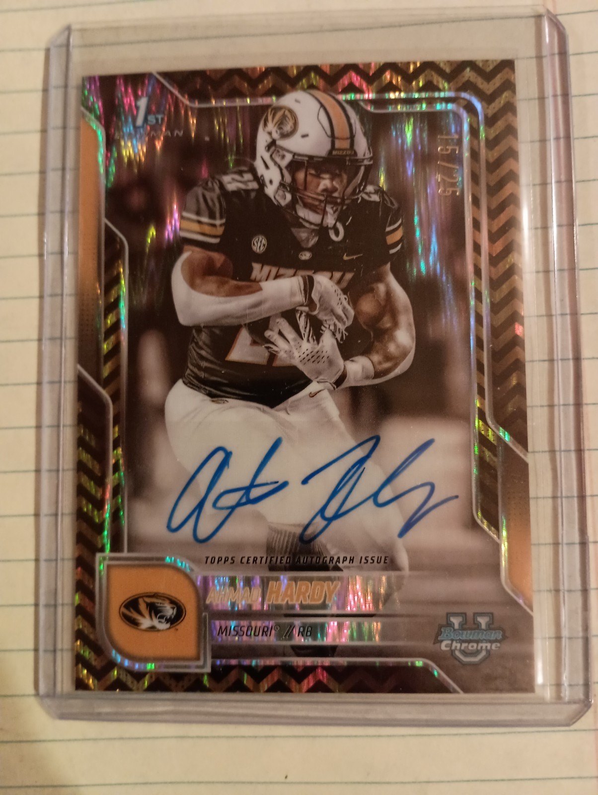 2025 Bowman Chrome U Black Gold Stealth Ahmad Hardy Auto 1st #/25  Missouri