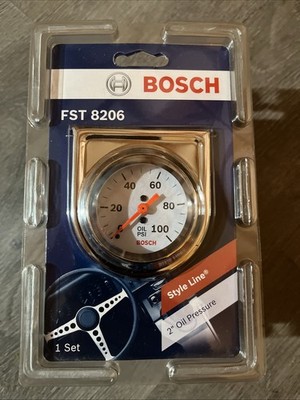 Bosch FST8206 Style Line 2'' Mechanical Oil Pressure Gauge (White Face)