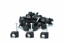 100 x Black Round Cable Clip / Clips 7mm Satellite & TV Aerial Coax 100 pack