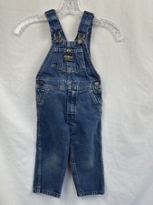 VTG Toddler 3T Oshkosh BGosh Vestbak Blue Jean Denim Overalls Bibs Talon Zip USA