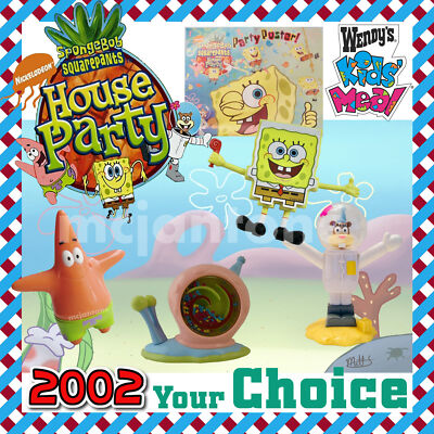 Wendy's 2002 SPONGEBOB SQUAREPANTS HOUSE PARTY Sandy Patrick YOUR Toy CHOICE
