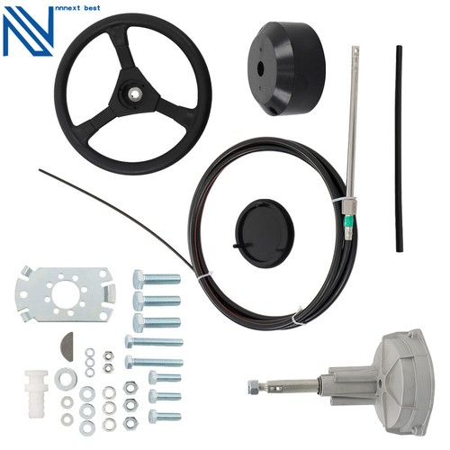 Superior Rotary Steering System Outboard Kit 15 Feet Boat Marine With 12.4"Wheel - Picture 2 of 13
