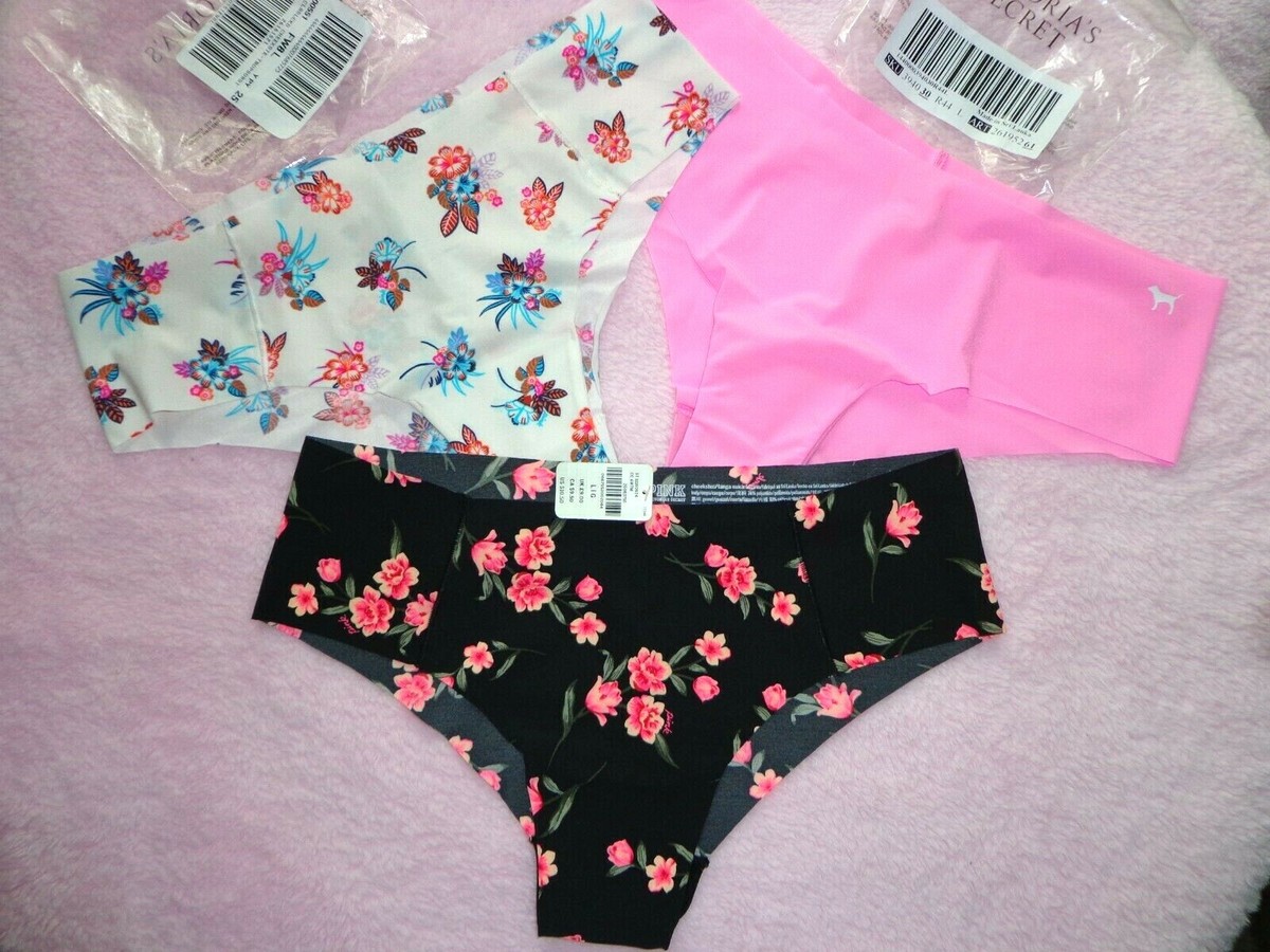 Culotte Cheeky Victoria's Secret PINK - Taille L, Noir Avec Smiley - Sans Couture, Neuve Avec étiquette