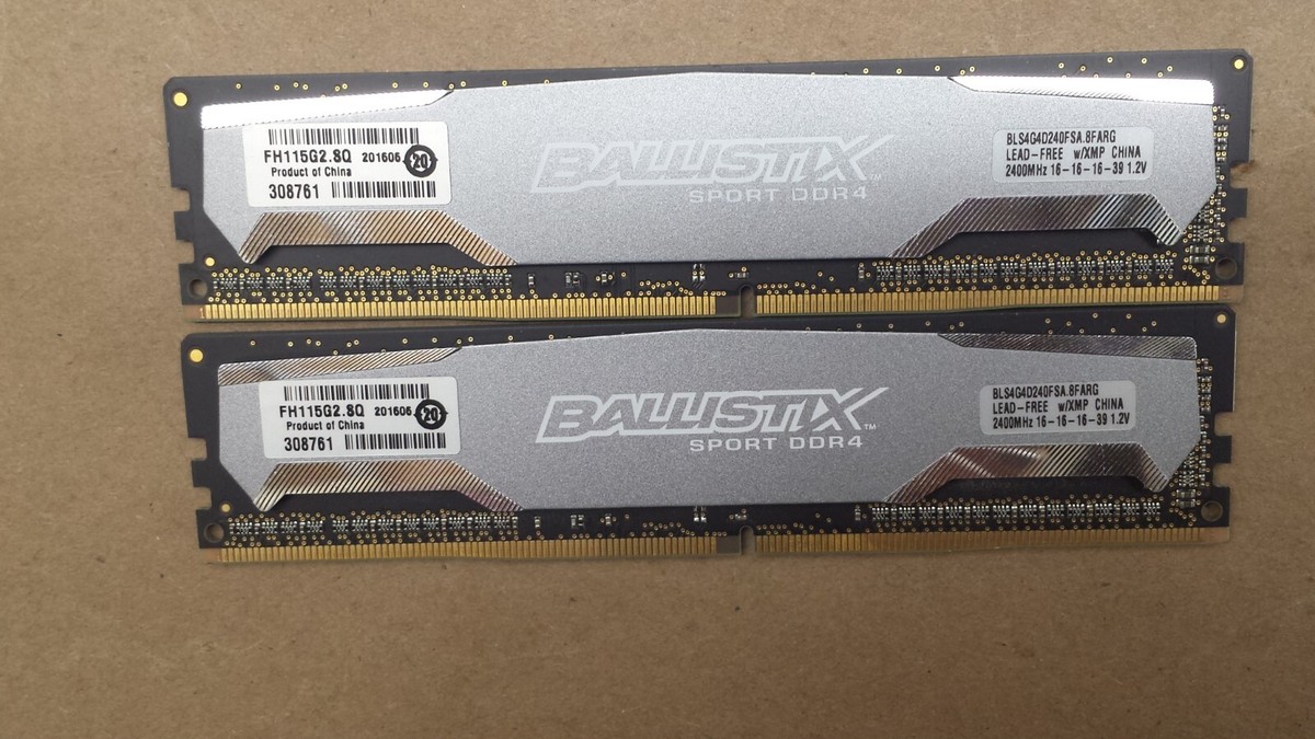 LOT OF CRUCIAL BALLISTIX SPORT 8GB (2X4GB) DDR4 PC4 DESKTOP RAM