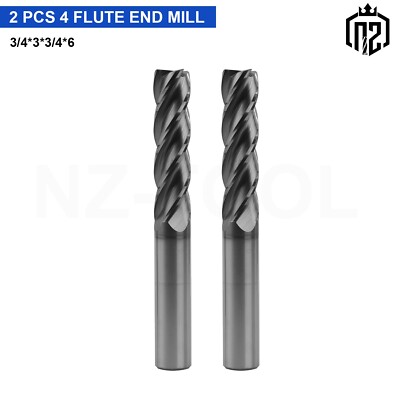 2 PCS 4 Flute 3/4'' x 3'' x 6'' Solid Carbide Long End Mill - AlTiN Coated
