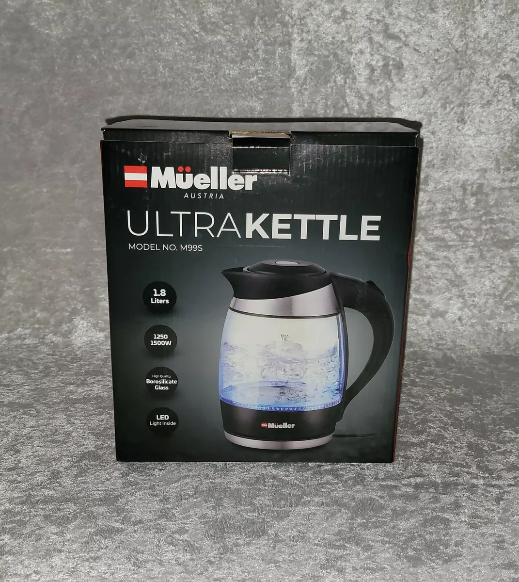 Mueller Austria Ultra Kettle: Model No. M99S 1500W Electric Kettle with  SpeedBoil Tech, 1.8 Liter Cordless