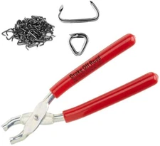 Hog Ring Pliers Kit With 100pcs Rings Tool Set For Seat Cover Upholstery Red New