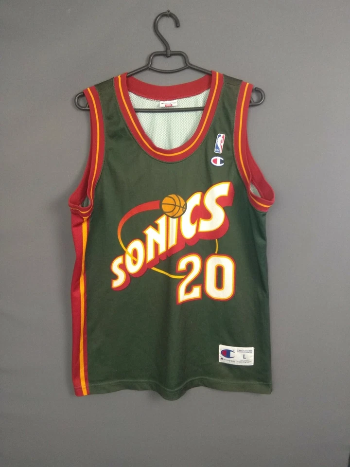 Camiseta deportiva de baloncesto Gary Payton Seattle SuperSonics L campeón de Maillot ig93 Foto 3 de 4