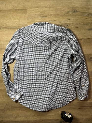 Ralph Lauren Mens Button Down Classic Fit Large Plaid Black Blue Thick Cotton - Picture 12 of 15