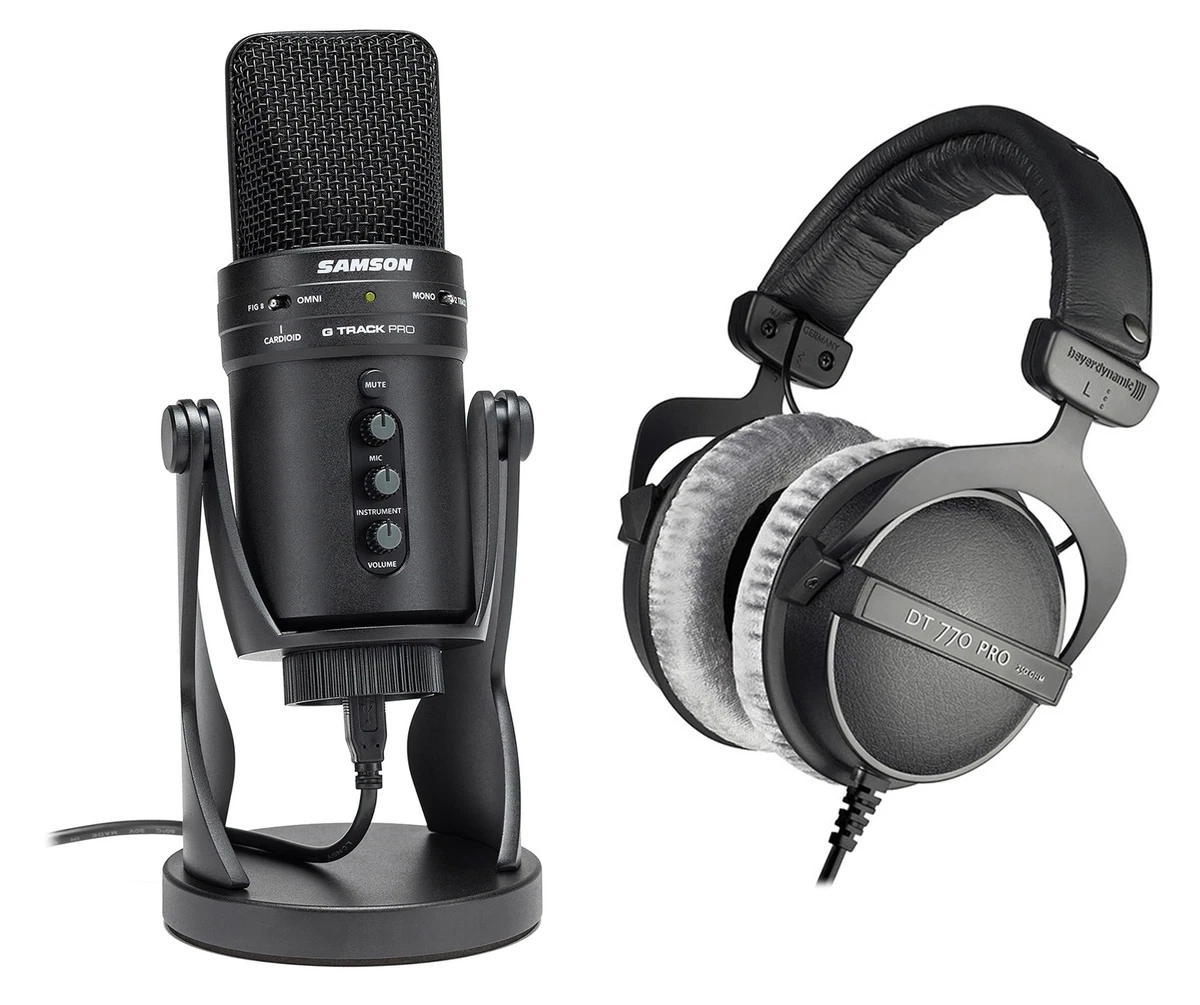 SAMSON G-Track Pro Podcasting Podcast Mic w/Interface+Beyerdynamic  Headphones