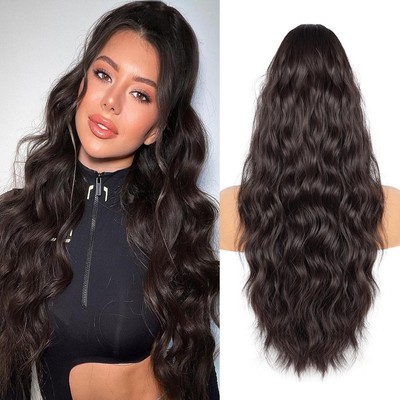 Pferdeschwanz-Extensions Echthaar 66 cm Ponytail gewellt Pferdeschwanz mit Ko...