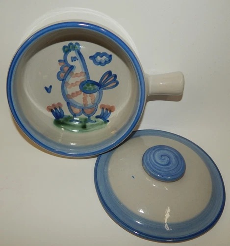 MA Mary Hadley Pottery Chicken Handled Lidded Soup Crock Bowl