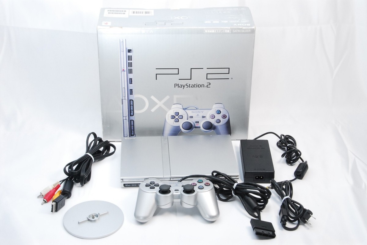Sony PlayStation 2 PS2 SCPH-75000 Sliver Slim Console Japan
