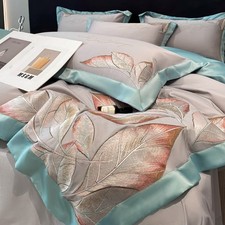 4Pcs Embroidered Down Duvet Cover Pillowcase ...