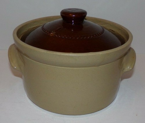 Casseruola rivestita in gres Pearsons of Chesterfield England marrone e marrone 2 qt - Foto 4 di 11