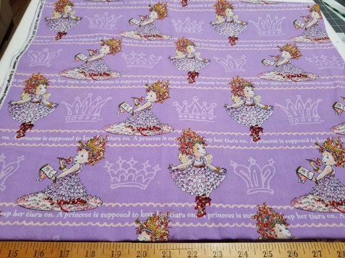 2006 FANCY NANCY Princess Tiara Flower Girl Springs Creative Fabric shy of 2yds - Picture 3 of 4