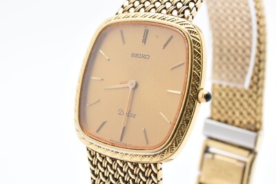 Vintage [NEAR MINT] Seiko Dolce 8N40-5040 Gold Dial Quartz Mens 