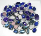 Moonstone Amethyst Mixed Gemstone Pendants Lot 925 Sterling Silver Plated MWL-6