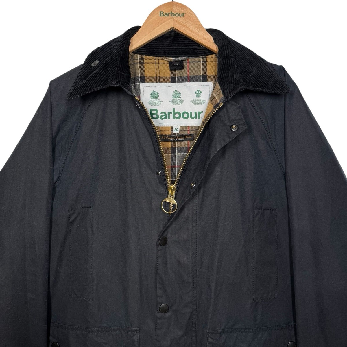 Barbour SL Beaufort Wax Jacket 36 Slim XS Navy Blue Made for Japan