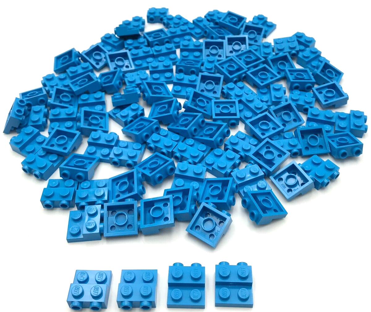 Lego 100 New Dark Azure Plates Modified 2 x 2 x 2/3 with 2 Studs