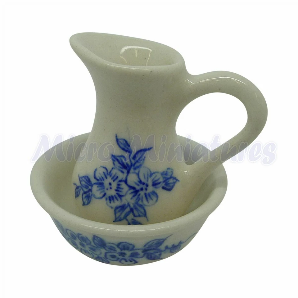 MICROMINIATURES Puppenstube blau-weiß Krug und Schale Maßstab 1:12 (01622)