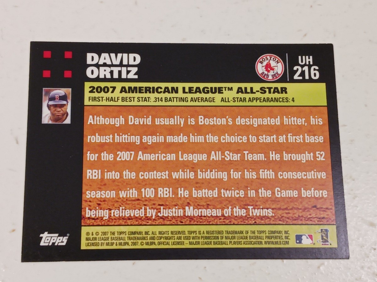 David Ortiz Boston Red Sox 2007 Topps All - Star Card #UH216 | eBay