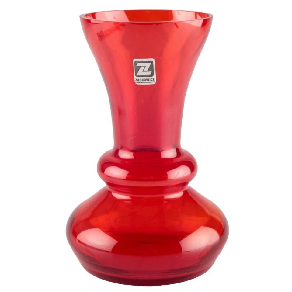 Glas Vase rot 16,5 cm Ząbkowice Ludwik Fiedorowicz Second Hand 80er Jahre