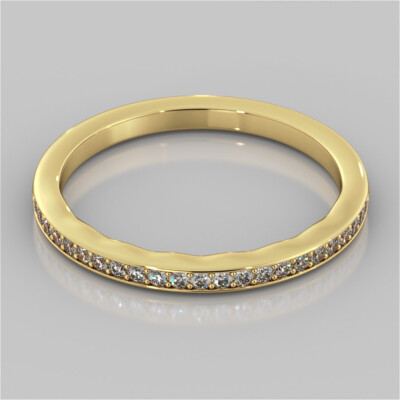 0.24 Ct Round Cut Real Moissanite Wedding Eternity Band 14K Yellow Gold ...