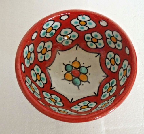 TRADITIONAL HAND PAINTED CERAMIC SMALL BOWL * FES POTTERY - Picture 2 of 21