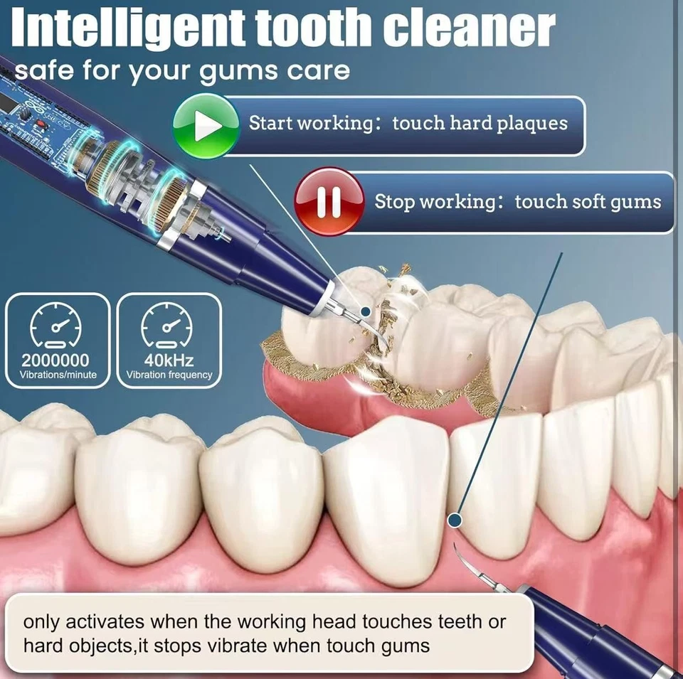 Kit de limpieza dental, eliminación de placa/sarro con luz LED y 5 modos ajustables Foto 4 de 4