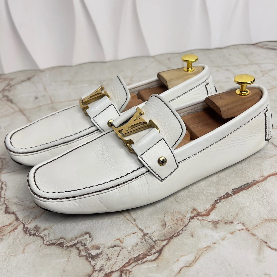 Louis Vuitton Monte Carlo LV Logo Moccasins White Leather 8 LV or 9 US or 42 EU - Image 2 of 4