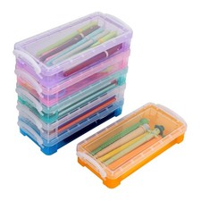 6 Colors Large Capacity Pencil Box with White Buckles, Office Supplies Storag...