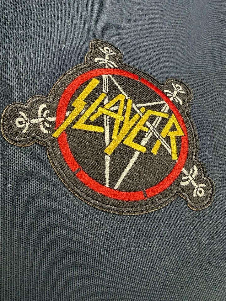Chaqueta de Trabajo Mecánico Banda Heavy Metal Slayer Vintage Azul Marino | Grande Foto 3 de 4