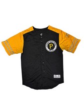 Pittsburgh Pirates Dynasty MLB Baseball Jersey Men's M Black Yellow Button Up