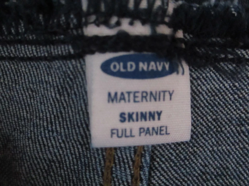 Old Navy Maternity Jeans Womens 14L Blue Skinny Full Panel Destructed Wash 35x32 - Image 4 of 4