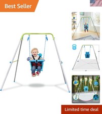 Durable Indoor/Outdoor Toddler Swing with Safety Harness - 55 lbs Capacity, Blue