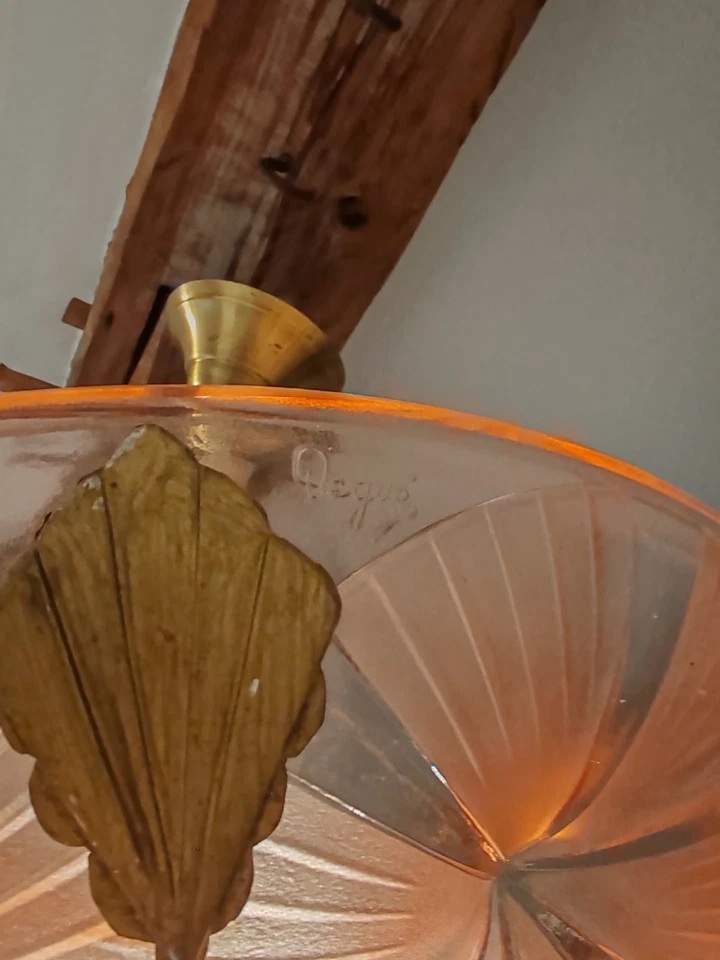 suspension Lustre plafonnier verre art déco Degué  - Photo 3/4