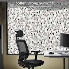 Privacy Window Film Stained Glass Cling 35.4 x 84" Black Vine Static Decor