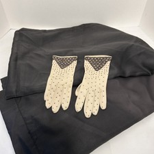 Vtg 1960 Beaded Tan Nylon Dress Gloves Pinup Glam Hollywood NWT sz 7