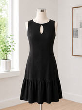 NWT David Meister Black Sleeveless Textured Dress Size 6 Keyhole MSRP Elegant