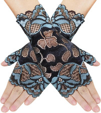 Women Short Lace Gloves 80S Opera Evening Wedding Sunblock Fingerless Bridal Flo