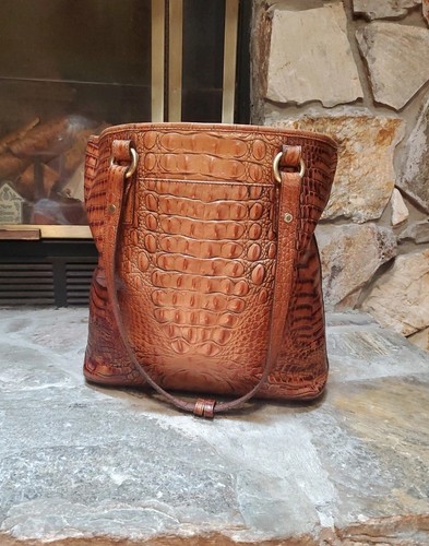 Brahmin Medium Asher Tote Satchel Pecan Tassels Melbourne Alligator Embossed - Picture 13 of 16