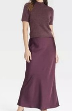 NWOT A New Day Women's Maxi Slip Satin Skirt in Burgundy Size XXL