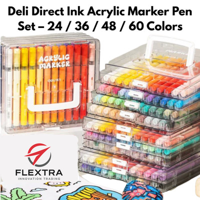 Deli Acrylic Marker Pen Set 1 6mm Soft Tip Waterproof Rich Color Non-Toxic | New