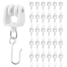60 PCS Heavy Duty Ceiling Curtain Track Smooth Rollers 30 Metal S Hook White
