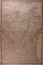 1883 Map of Wisconsin ~ Railroads, Counties, Towns (14x21)
