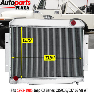 3 ROW Aluminum Radiator Fits 1972-1985 Jeep CJ Series CJ5/CJ6/CJ7 L6 V8 AT